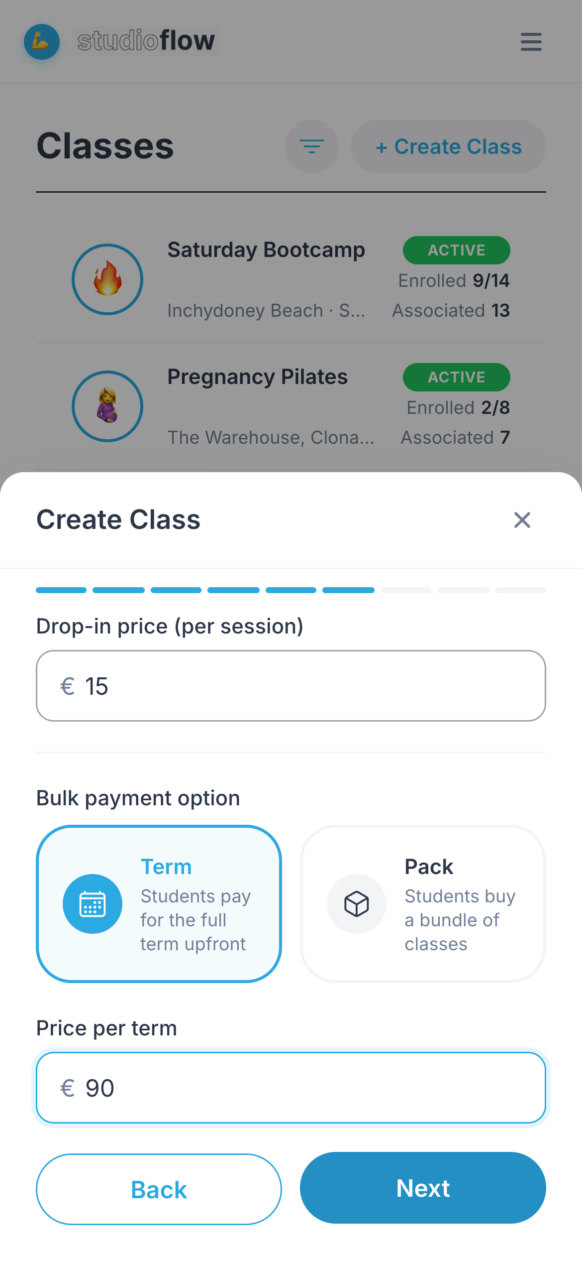 Setting the drop-in and term prices