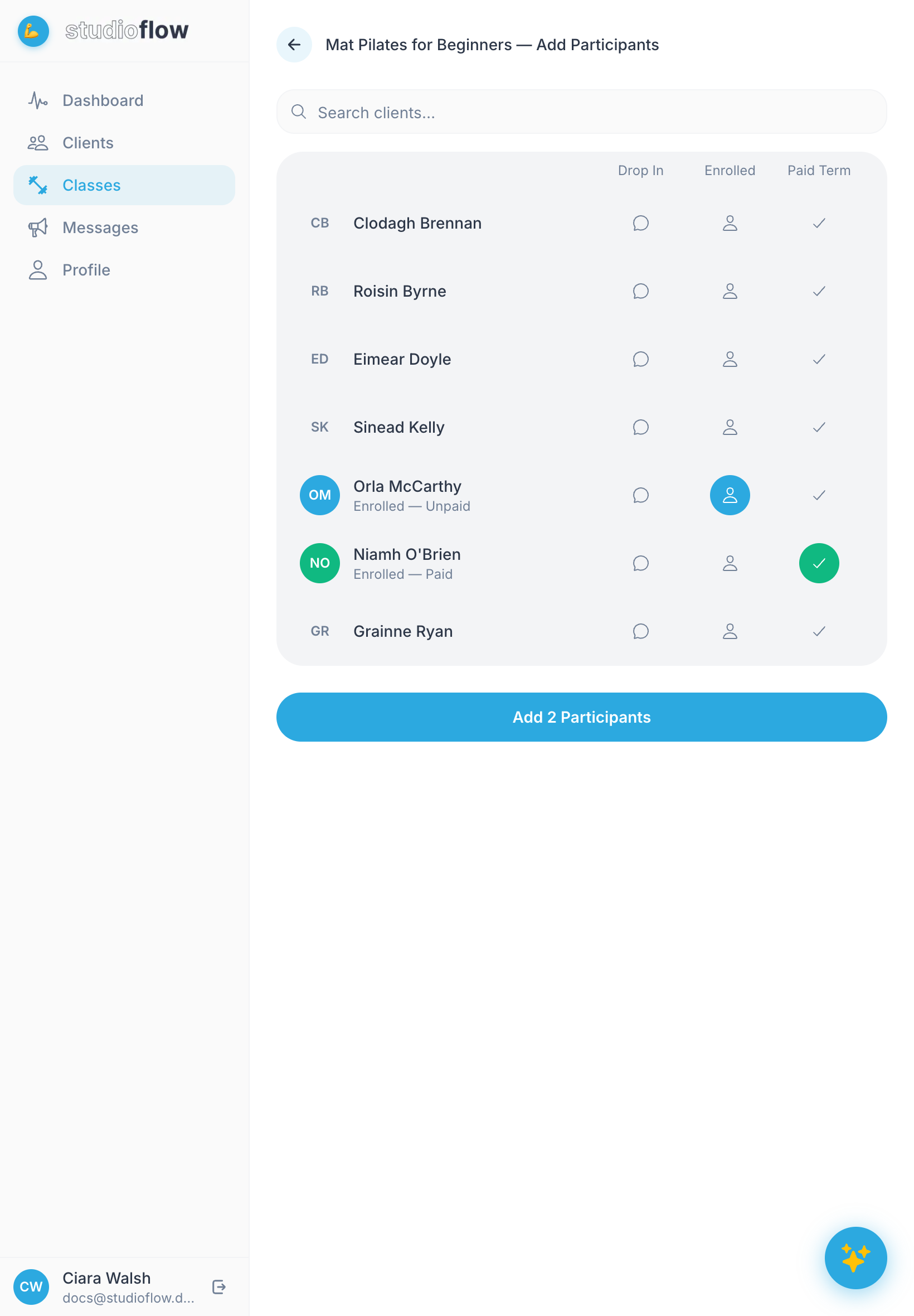 Choosing Enrolled for one client and Paid Term for another