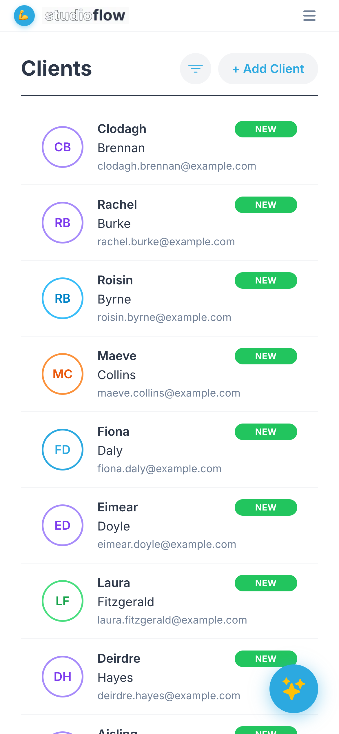 Your client list with the Add Client button