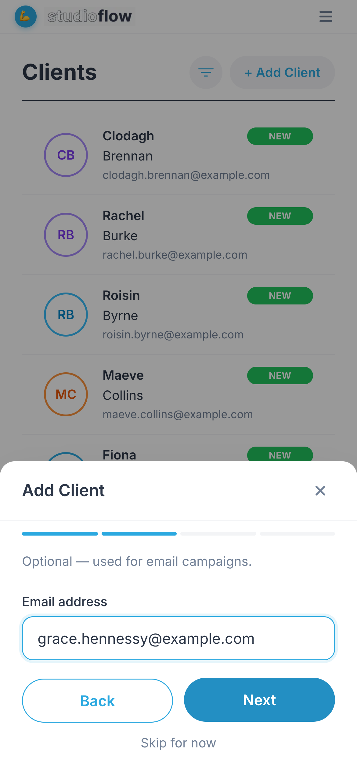 Adding an email address